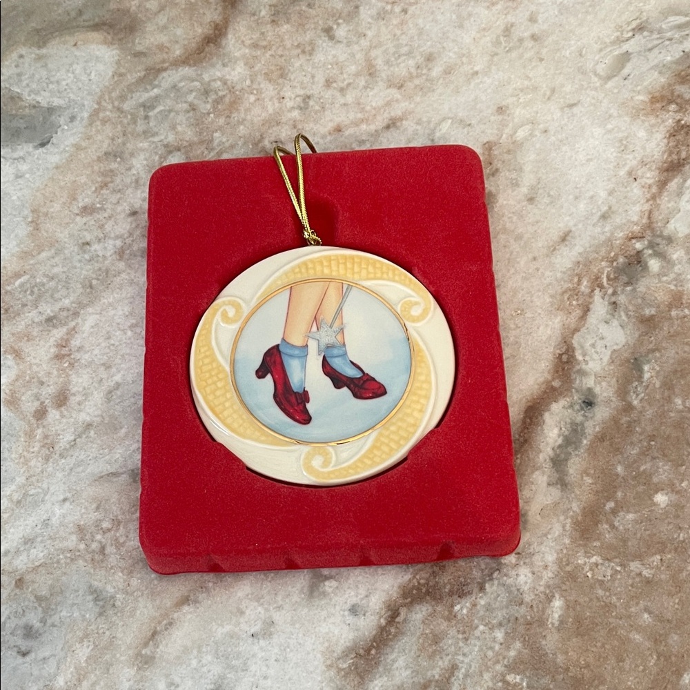 Lenox Cream and Red Ornament with Gold Accents